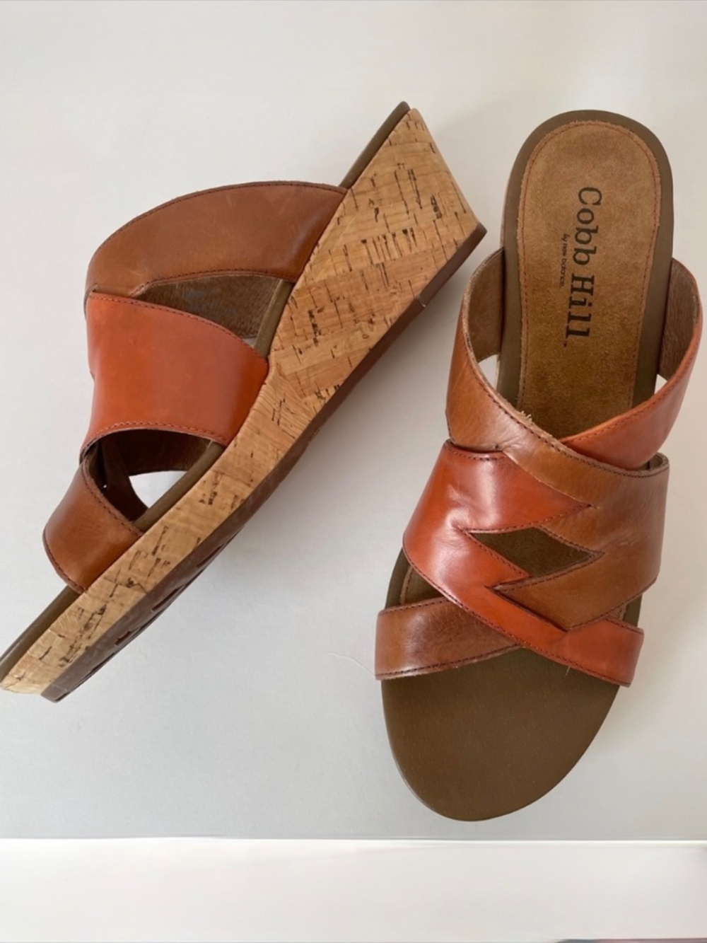 Cobb Hill Natasha Comfort Cork Wedge Leather 9 Narrow